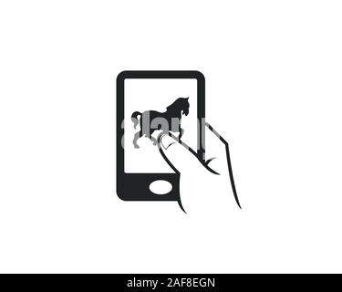 cell phone touch apps icon for horse equine race farm breeding ranch cowboy company Stock Vector