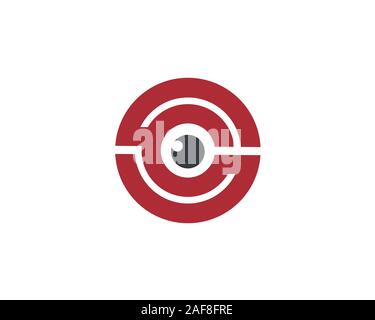 initial letter O S C anagram with an eye in the center of the circle Stock Vector