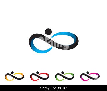 simple infinity symbol with black circle dot as head of human figure Stock Vector