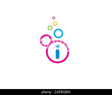 initial letter i inside colorful bubbles resemble imagination dream or fantasy Stock Vector
