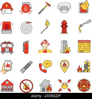 Set of firefighting items. Fire protection equipment Stock Vector Image ...