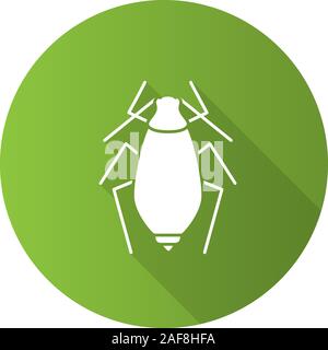 Aphid flat design long shadow glyph icons set. Insect pest. Plant lice. Vector silhouette illustration Stock Vector