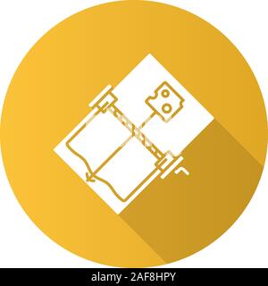 Mouse trap flat design long shadow glyph icon. Rodents bait. Vector silhouette illustration Stock Vector