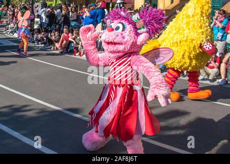 Orlando, Florida. December 07, 2019. Rosita  in Sesame Street Christmas Parade at Seaworld Stock Photo