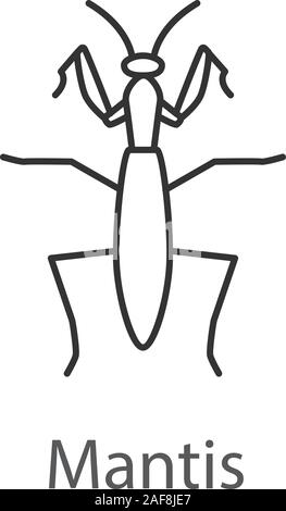 Praying mantis linear icon. Mantodea. Insect. Thin line illustration. Contour symbol. Vector isolated outline drawing Stock Vector