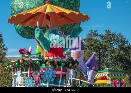 Orlando, Florida. December 07, 2019. Rosita in Sesame Street Christmas Parade at Seaworld Stock Photo