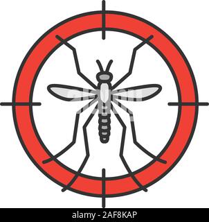 Mosquitoes target color icon. Anti-insect repellent. Isolated vector illustration Stock Vector