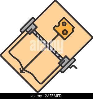 Mouse trap color icon. Rodents bait. Isolated vector illustration Stock Vector