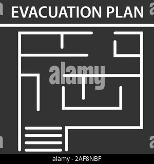 Evacuation plan glyph icon. Fire escape plan. Silhouette symbol. Negative space. Vector isolated illustration Stock Vector