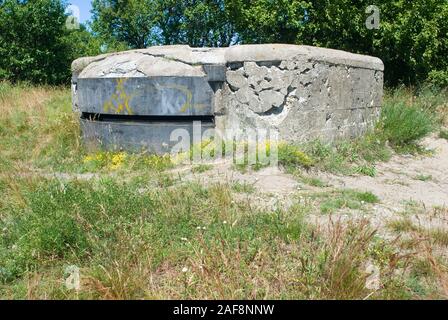 Iron pillbox on hill. Baltiysk, Russia Stock Photo