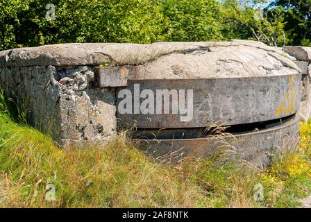 Iron pillbox on hill. Baltiysk, Russia Stock Photo