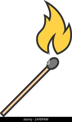 Burning matchstick color icon. Arson. Isolated vector illustration Stock Vector