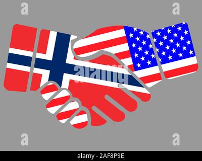 Norway and USA flags Handshake vector Stock Vector