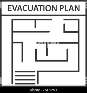 Evacuation plan linear icon. Thin line illustration. Fire escape plan. Contour symbol. Vector isolated outline drawing Stock Vector