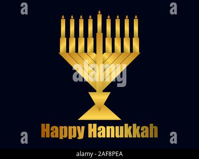 Happy Hanukkah. Menorah with nine candles. Hanukkah candles with golden gradient. Vector illustration Stock Vector