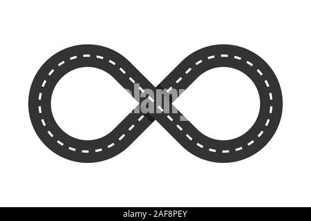 Infinity road loop icon. Infinity symbol. Figure 8 Traffic Loop. Race track sign or logo. Highway intersection or interchange. Eternal shape. Vector. Stock Vector