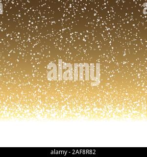 vector file with beautiful falling snow flakes on golden colored background Stock Vector