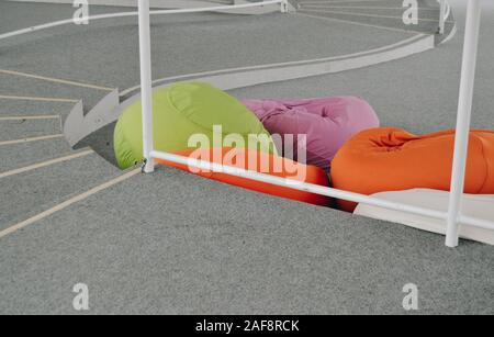 Lausanne, Vaud / Switzerland - 11 04 2013: Colorful puff inside the Rolex Learning Center Stock Photo