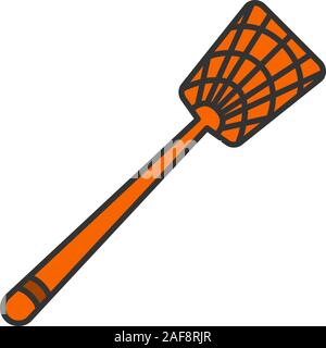 Fly-swatter color icon. Houseflies, wasps, moths, gnats killing device. Isolated vector illustration Stock Vector