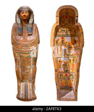 Egyptian coffin. Coffin of Nesykhonsu, c. 976-889 BC, Egypt, Thebes, Third Intermediate Period, late Dynasty 21 (1069-945 BC) to early Dynasty 22 (945-715 BC) Stock Photo