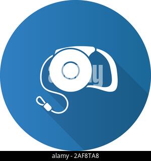 Retractable pet lead flat design long shadow glyph icon. Dog leash. Vector silhouette illustration Stock Vector