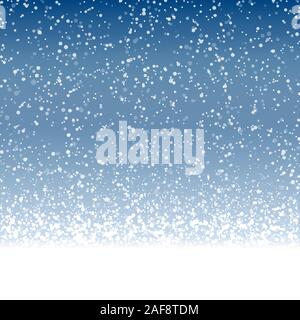 vector file with beautiful falling snow flakes on blue colored background Stock Vector