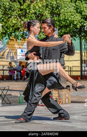 Tango street dancer during their performance in Buenos Aires, Argentina Stock Photo