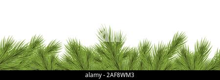 Seamless fir branchs on lower side with white background, template for christmas time concepts Stock Vector
