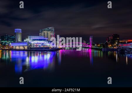 Salford Quays at Night Stock Photo