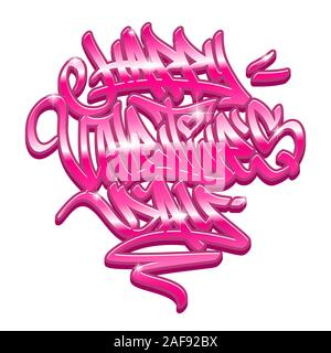 Happy Valentine´s Day graffiti style lettering with pink customizable colors. Isolated on white background. Stock Vector