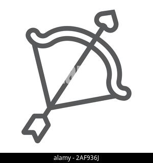 Cupid bow line icon, valentine and holiday, arrow sign, vector graphics, a linear pattern on a white background, eps 10. Stock Vector