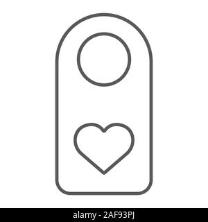 Do Not Disturb thin line icon, valentine and holiday, door hanger sign, vector graphics, a linear pattern on a white background, eps 10. Stock Vector