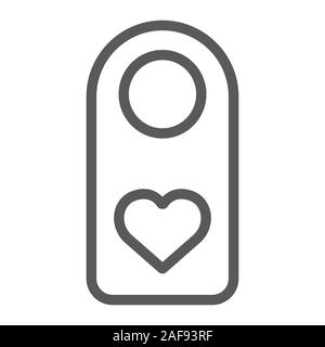 Do Not Disturb line icon, valentine and holiday, door hanger sign, vector graphics, a linear pattern on a white background, eps 10. Stock Vector