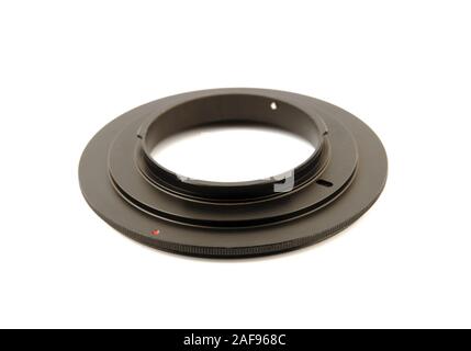 Macro reverse ring for DSLR SLR camera on white background Stock Photo ...