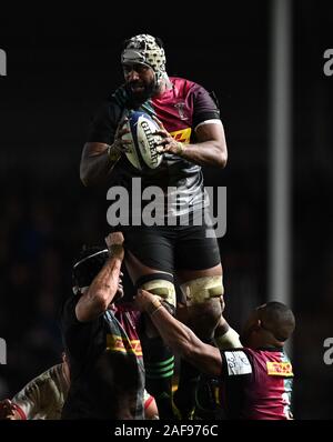 Twickenham, United Kingdom. 13th Dec, 2019. Tex Cavubati (Harlequins). Harlequins v Ulster Rugby. Pool 3. Heineken Champions cup. Twickenham Stoop. Twickenham. London. UK. Credit Garry Bowden/Sport in Pictures/Alamy Live News. Credit: Sport In Pictures/Alamy Live News Stock Photo