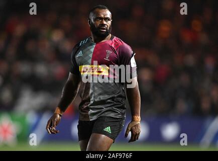 Twickenham, United Kingdom. 13th Dec, 2019. Vereniki Goneva (Harlequins). Harlequins v Ulster Rugby. Pool 3. Heineken Champions cup. Twickenham Stoop. Twickenham. London. UK. Credit Garry Bowden/Sport in Pictures/Alamy Live News. Credit: Sport In Pictures/Alamy Live News Stock Photo