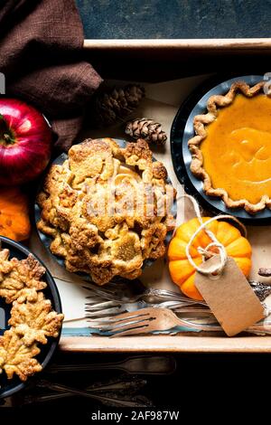 Gluten Free Mini Pumpkin and Apple Pies. Stock Photo