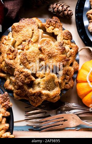 Gluten Free Mini Pumpkin and Apple Pies. Stock Photo