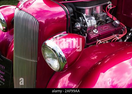 A restored and modified 1937 Plymouth Delivery Van in the Moab April Action Car Show in Moab, Utah. Stock Photo