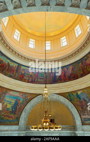 SALT LAKE CITY, UTAH - August 15, 2013: The Rotunda Chandelier hangs in the Atrium of the State Capitol Stock Photo