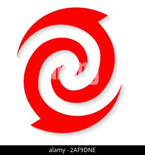 Maori Koru Red Black Shadow New Zealand Kiwiana style Stock Vector