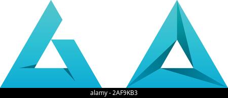 Letters A in delta form. Triangular vector icons. Abstract logo designs. Stock Vector