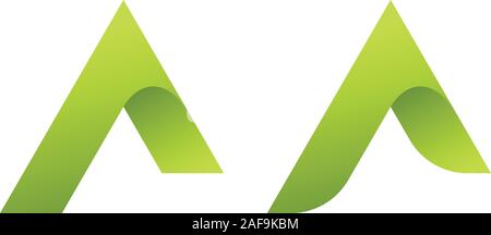 Green letters A on white background. Logo templates in twisted ribbon form. Stock Vector