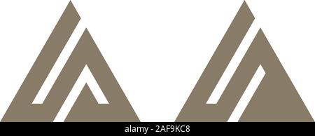 Delta shaped letters A on white background. Triangular vector icons. Abstract logo design. Stock Vector