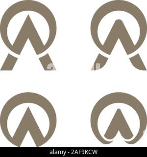 Letters A surrounded by circles on white background. Luxury logo templates. Stock Vector