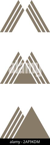 Overlapping letter M icons on white background. Abstract logo designs. Stock Vector