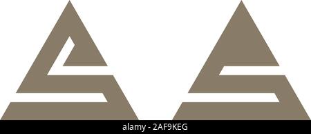 Delta shaped letters S on white background. Triangular vector icons. Abstract logo design. Stock Vector