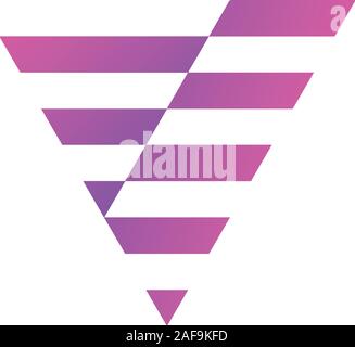 Cutout sliding letter V icon with lines. Technology business logo design. Stock Vector