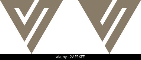 Delta shaped letters V on white background. Triangular vector icons. Abstract logo design. Stock Vector