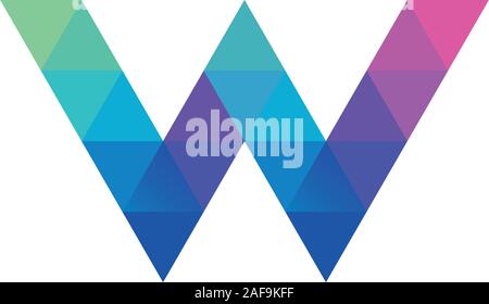 Letter W icon with mosaic pattern. Abstract logo template in rainbow colors. Stock Vector